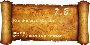 Kenderesi Balda névjegykártya